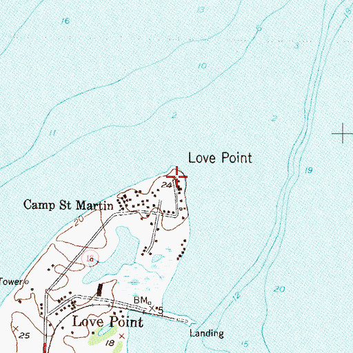 Topographic Map of Love Point, MD