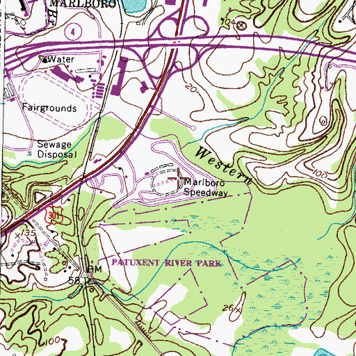 Topographic Map of Marlboro Speedway, MD