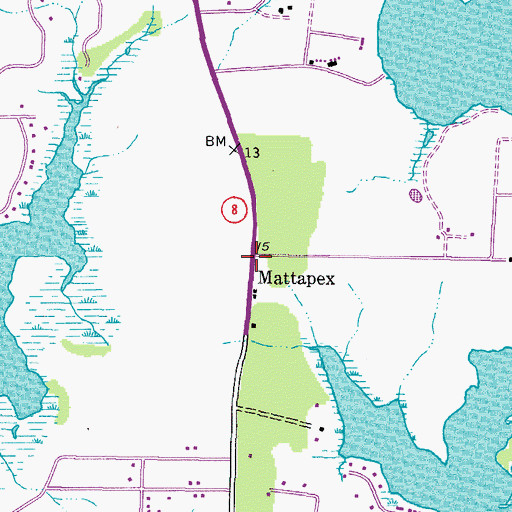 Topographic Map of Mattapex, MD