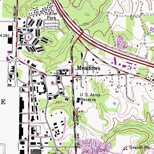 Topographic Map of Meadows, MD