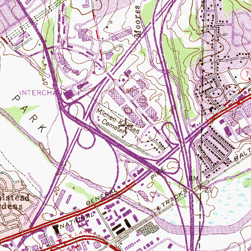 Topographic Map of Mikro Kodesh Beth Israel Cemetery, MD