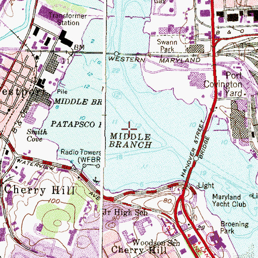 Topographic Map of Middle Branch Patapsco River, MD