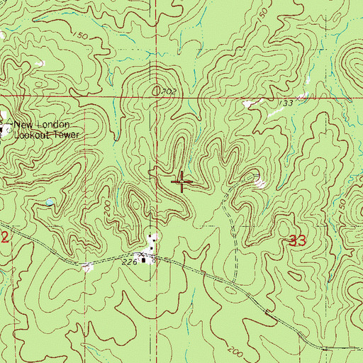 Topographic Map of North New London Oil and Gas Field, AR
