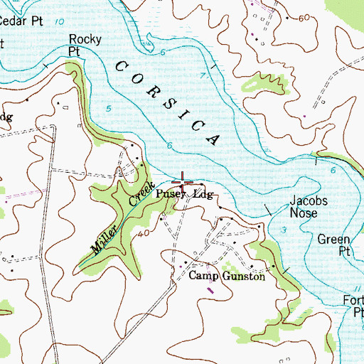 Topographic Map of Miller Creek, MD
