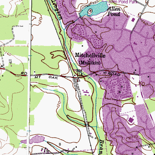 Topographic Map of Mitchellville, MD