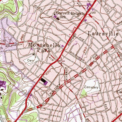 Topographic Map of Montebello Park, MD