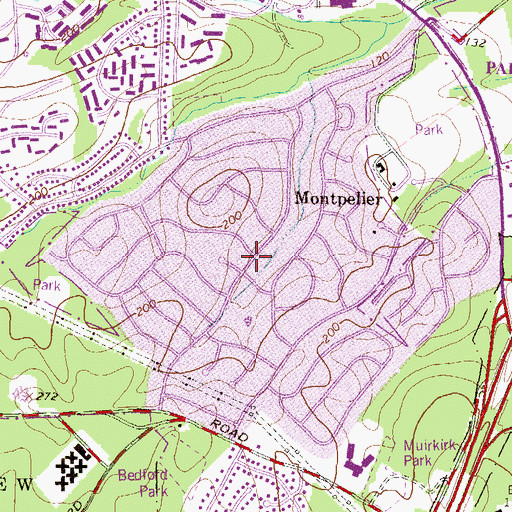 Topographic Map of Montpelier, MD