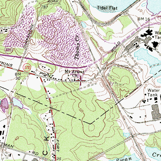 Topographic Map of Mount Ararat Baptist Church, MD