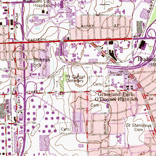Topographic Map of Mount Carmel Cemetery, MD