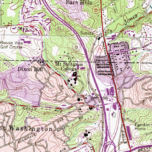 Topographic Map of Mount Saint Agnes College, MD