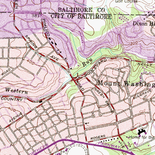 Topographic Map of Mount Washington, MD