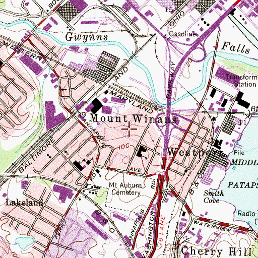 Topographic Map of Mount Winans, MD