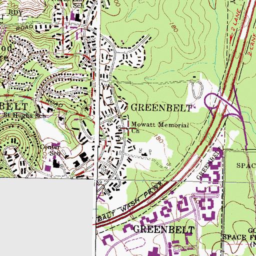 Topographic Map of Mowatt Memorial Church, MD