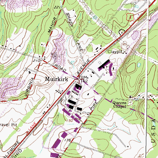 Topographic Map of Muirkirk, MD