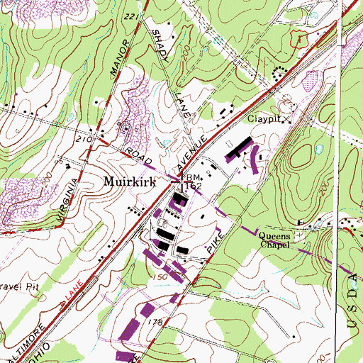 Topographic Map of Muirkirk, MD
