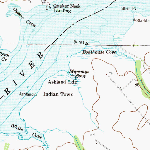 Topographic Map of Mummys Cove, MD
