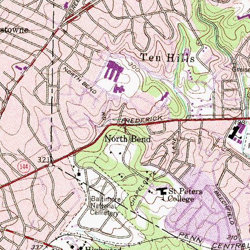 Topographic Map of North Bend, MD