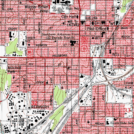 Topographic Map of Old Path Assembly Church, AR
