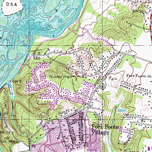 Topographic Map of Notley Hall, MD