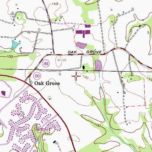 Topographic Map of Oak Grove, MD
