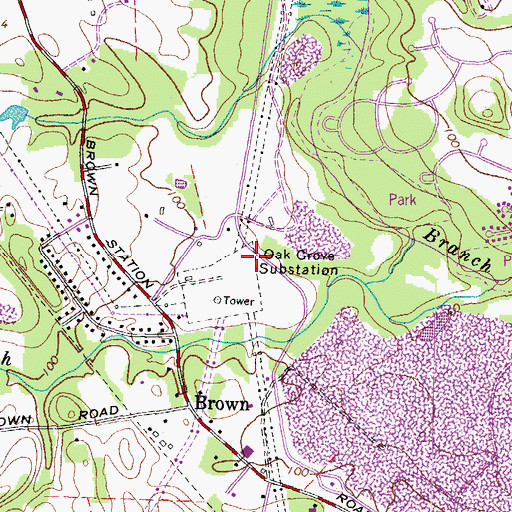 Topographic Map of Oak Grove Substation, MD