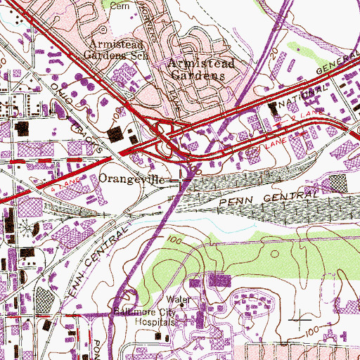 Topographic Map of Orangeville, MD