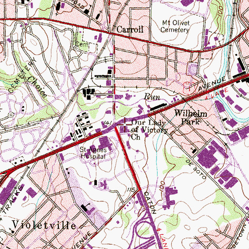 Topographic Map of Our Lady of Victory Church, MD