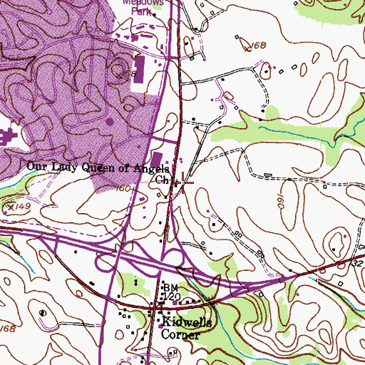 Topographic Map of Our Lady Queen of Angels Church, MD