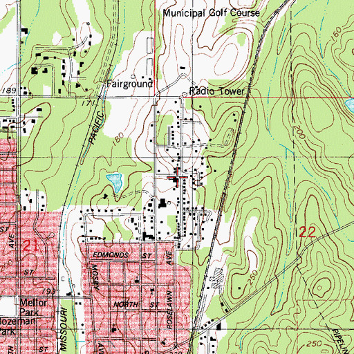 Topographic Map of Olive Branch Baptist Church, AR