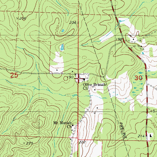 Topographic Map of Olive Branch Cemetery, AR