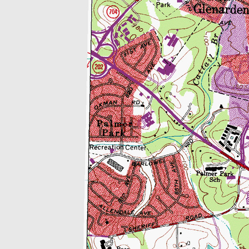 Topographic Map of Palmer Park, MD