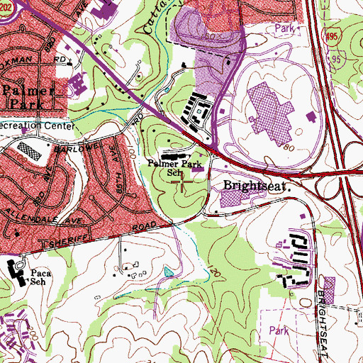 Topographic Map of Palmer Park School, MD