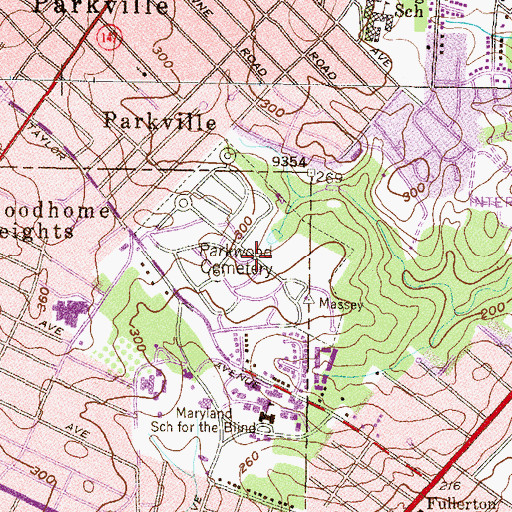 Topographic Map of Parkwood Cemetery, MD