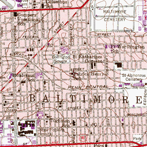 Topographic Map of Patrick Henry School, MD