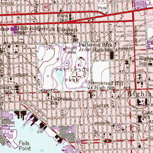 Topographic Map of Patterson Park, MD