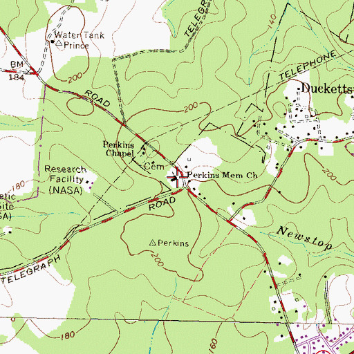 Topographic Map of Glenn Dale United Methodist Church, MD