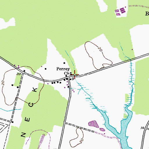 Topographic Map of Perrey Church, MD