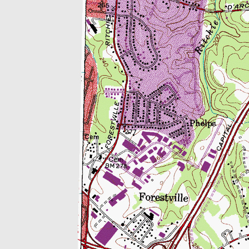 Topographic Map of Phelps, MD