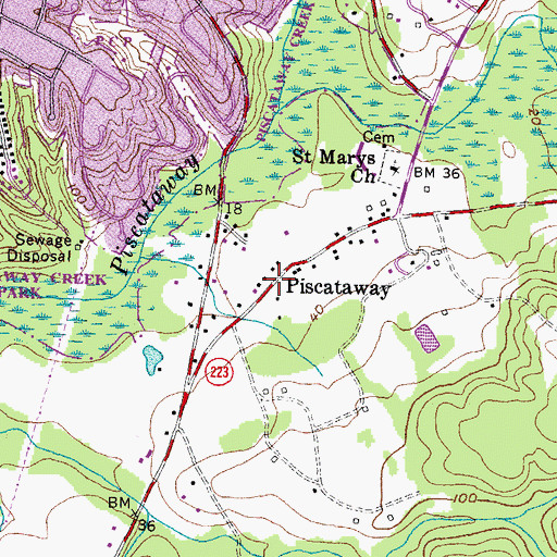 Topographic Map of Piscataway, MD