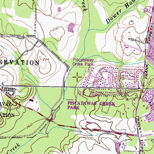 Topographic Map of Piscataway Creek Park, MD
