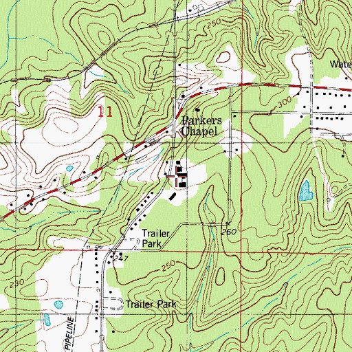 Topographic Map of Parkers Chapel Elementary School, AR