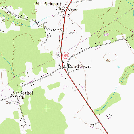 Topographic Map of Pondtown, MD