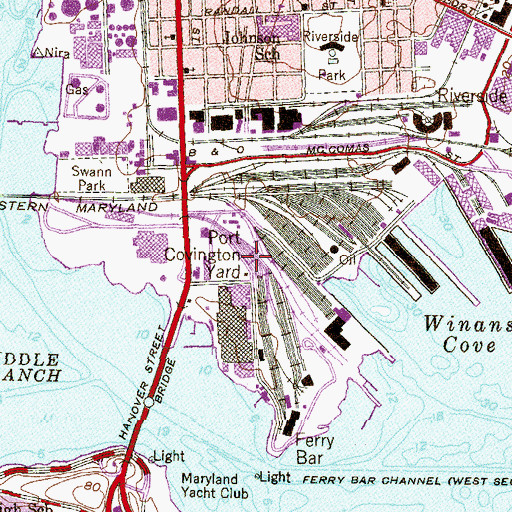 Topographic Map of Port Covington Yard, MD