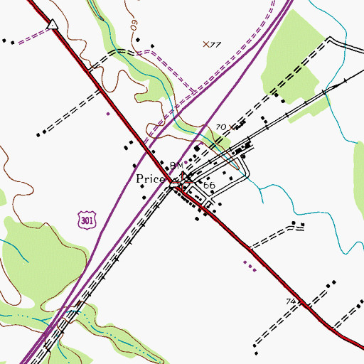 Topographic Map of Price, MD