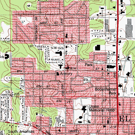 Topographic Map of Parkview Baptist Church, AR