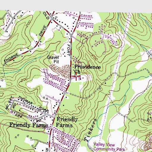 Topographic Map of Providence Church, MD