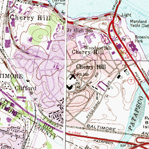 Topographic Map of Cherry Hill Elementary / Middle School, MD