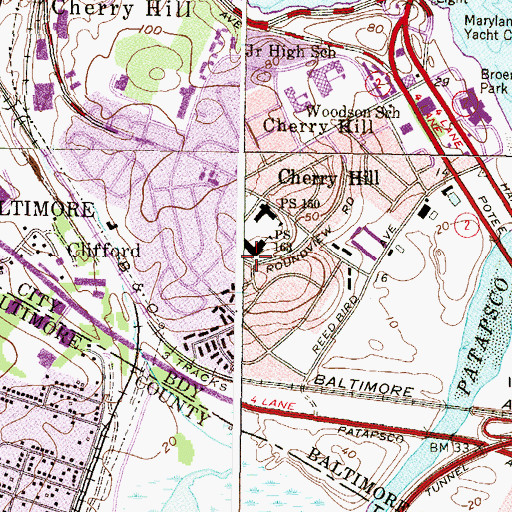 Topographic Map of Patapsco Elementary School, MD