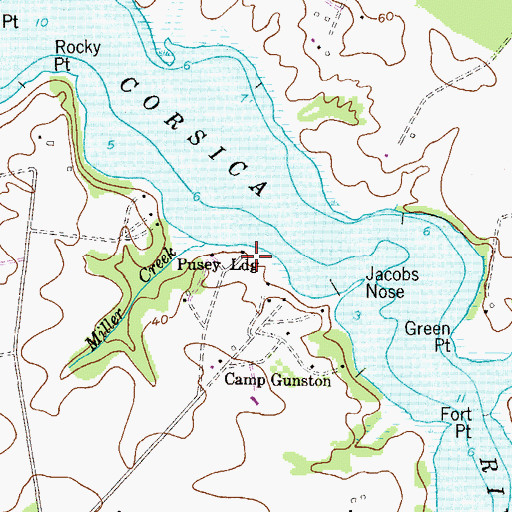 Topographic Map of Pusey Landing, MD