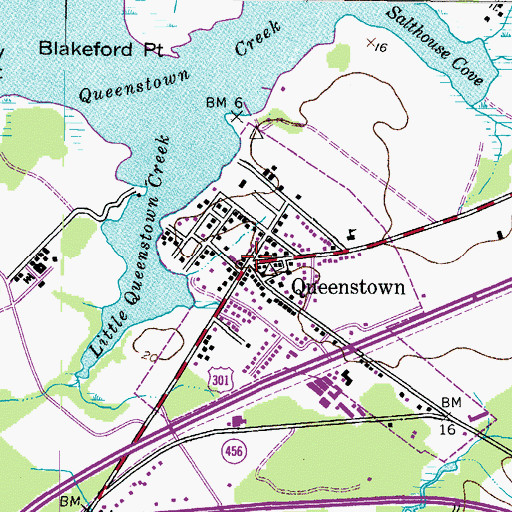 Topographic Map of Queenstown, MD